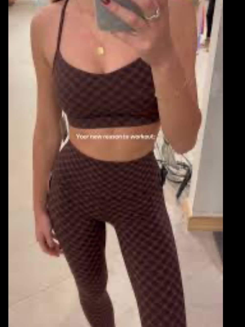 Lululemon Align Jacquard Matching Set Brown Black Leggings Sports Bra Yoga - Picture 3 of 5